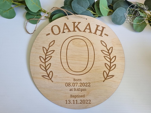 Personalised birth detail plaque